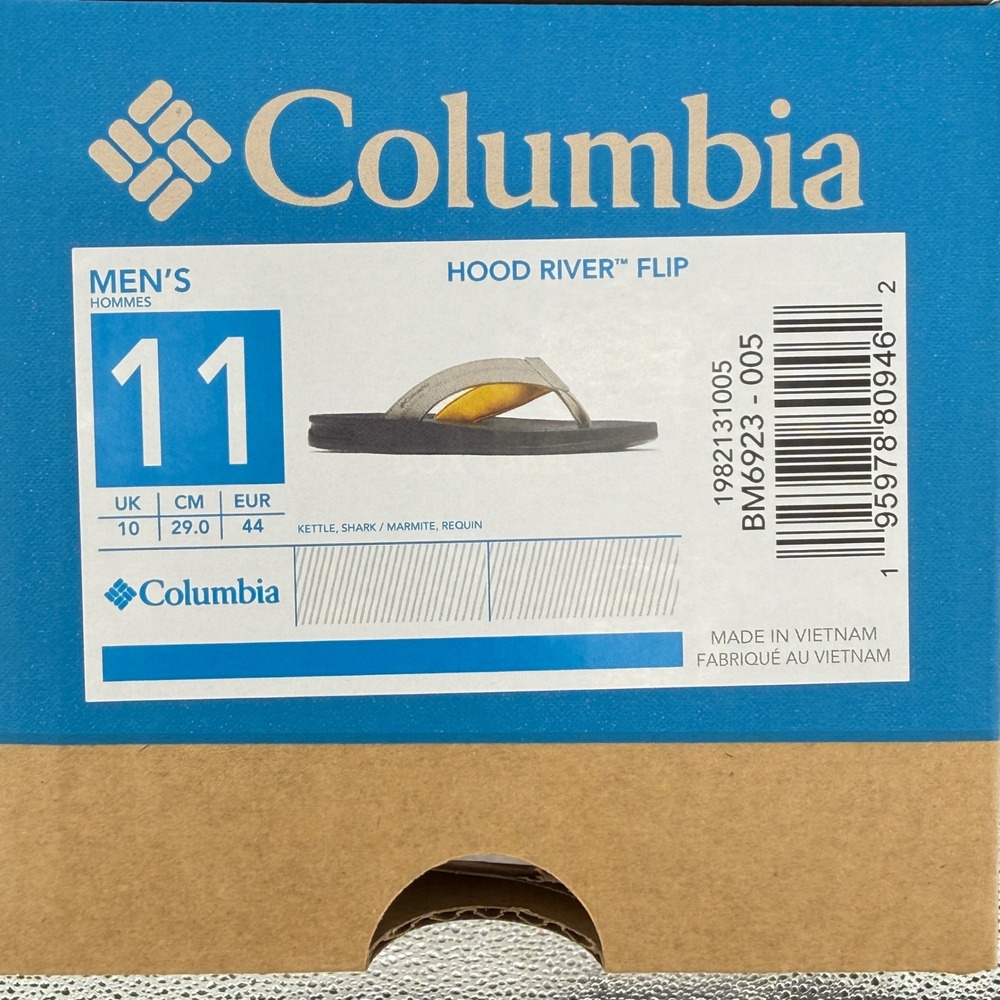 Columbia Hood River Flip Flops Mens Size 11 Sandals Kettle Shark‎ BM6923-005 NEW - Picture 5 of 14